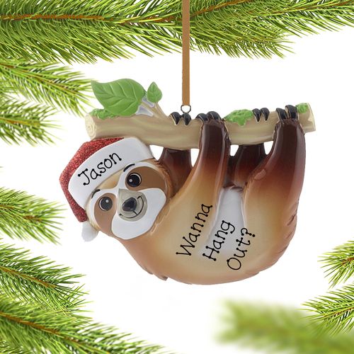 Personalized Sloth Christmas Ornament
