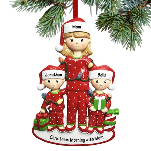 Personalized Single Mom with Two Children Christmas Ornament