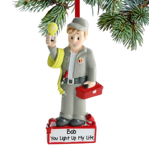 Personalized Electrician on the Job Christmas Ornament