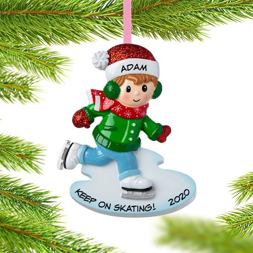 Personalized Ice Skating Boy Christmas Ornament