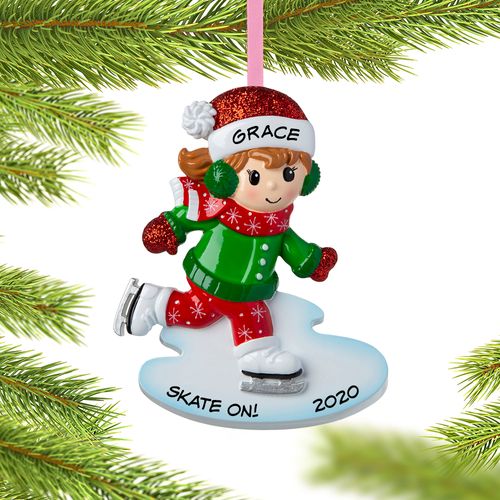 Personalized Ice Skating Girl Christmas Ornament