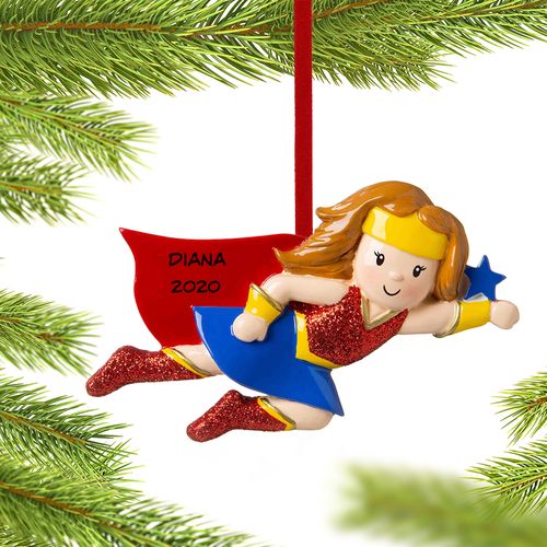 Personalized Superhero Girl Christmas Ornament
