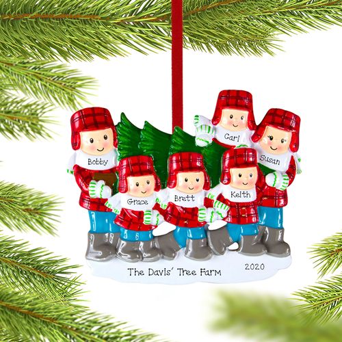 Personalized Tree Family of 6 Christmas Ornament