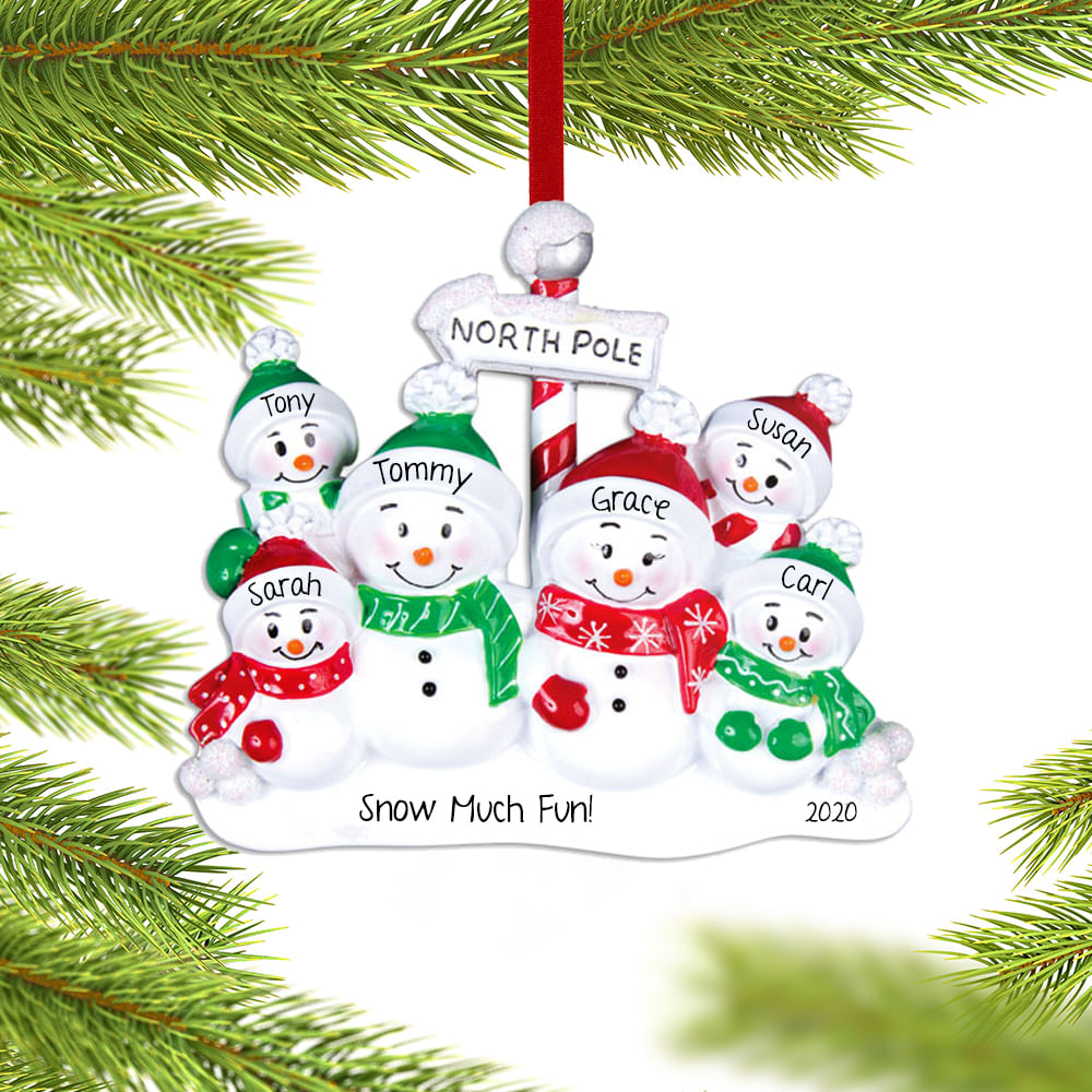 Personalized North Pole Family of 6 Christmas Ornament - Personalized ...