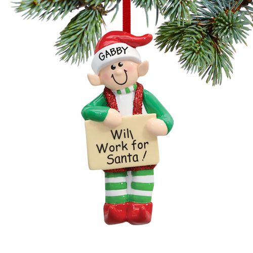 Personalized Santa Elf Christmas Ornament