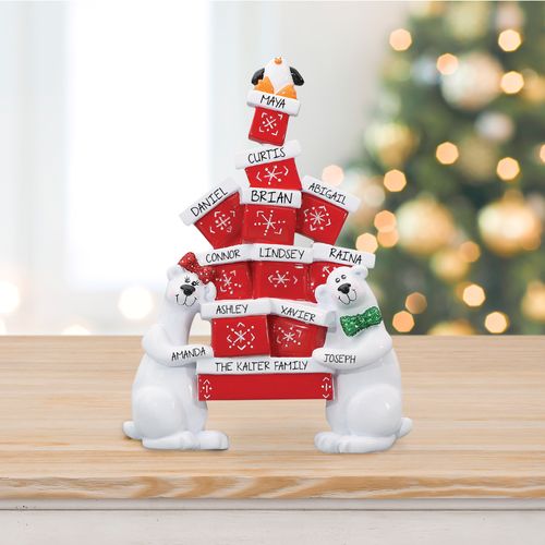 Personalized Polar Bear Presents Tabletop Christmas Ornament
