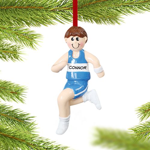 Personalized Runner Boy Christmas Ornament