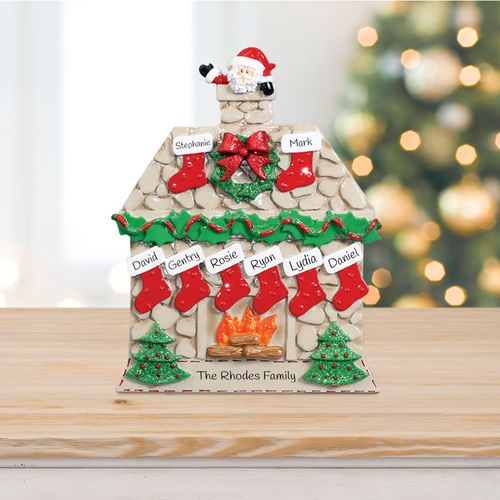 Personalized Cabin Fireplace Christmas Ornament