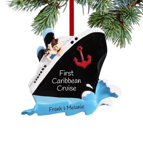 Personalized Couple on a Cruise Ship Christmas Ornament