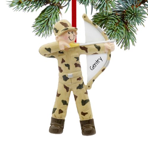 Personalized Bow and Arrow Hunter Christmas Ornament