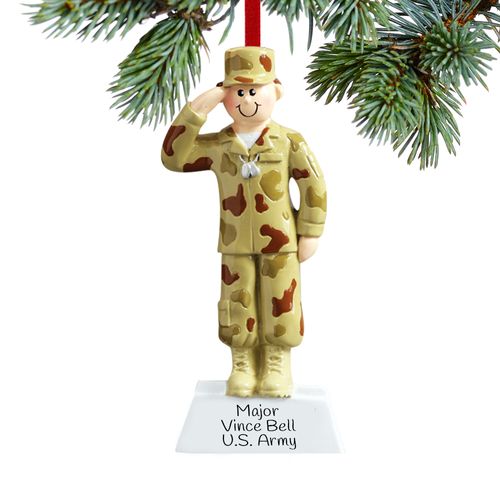 Personalized Army Male Christmas Ornament