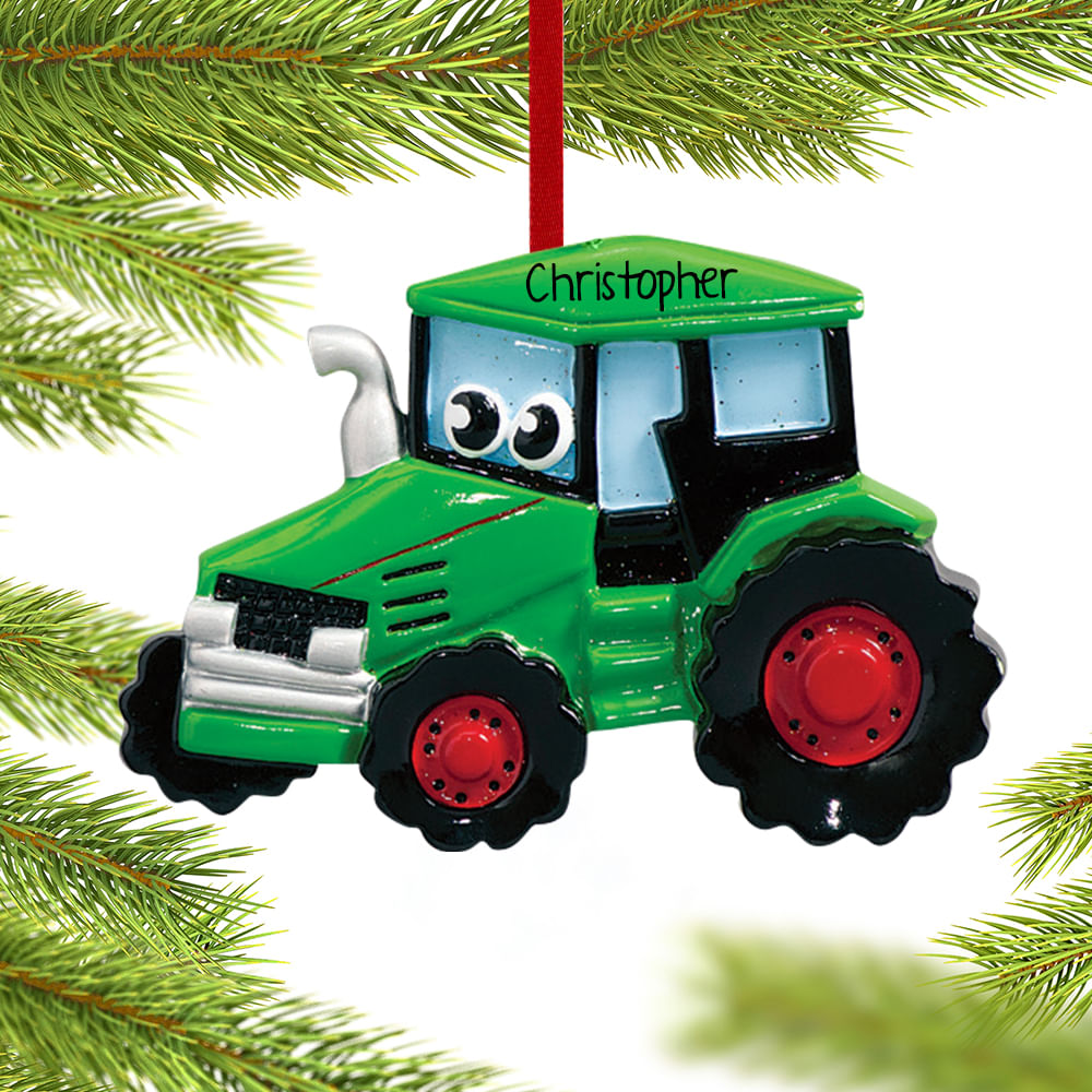 Personalized Tractor with Eyes Christmas Ornament Personalized
