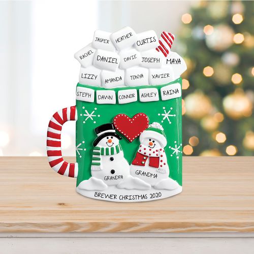 Personalized Mug of Cocoa with Marshmallows Tabletop Christmas Ornament