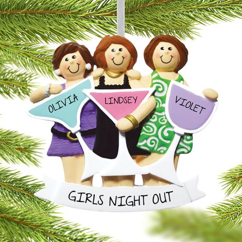 Personalized Girls Night Out (Three Friends) Christmas Ornament