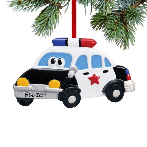 Personalized Police Car with Eyes Christmas Ornament