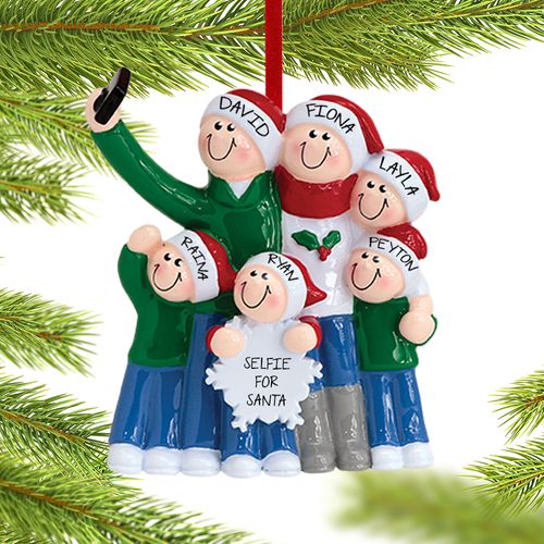 Personalized Selfie Family of 6 Christmas Ornament