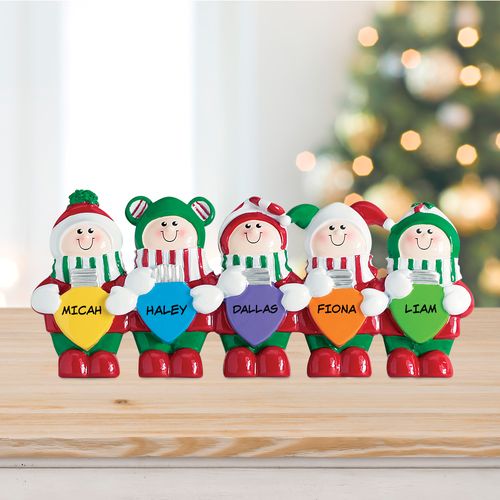 Personalized Christmas Lights Tabletop Family of 5 Christmas Ornament