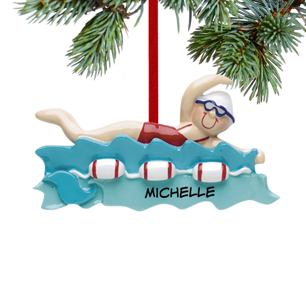 Personalized Swimmer Girl Christmas Ornament Personalized Christmas