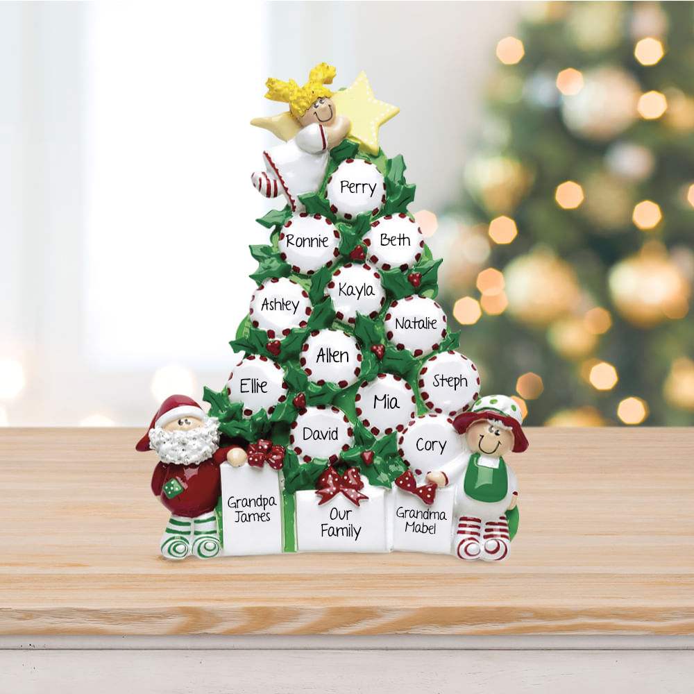 Personalized Christmas Ornament Table Decoration - Up to 15 Names