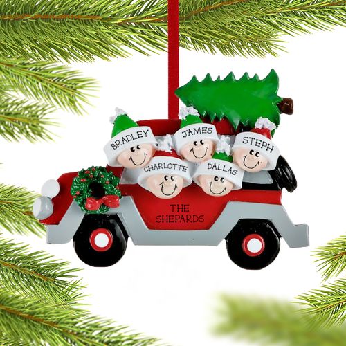 Personalized Car Family 5 Christmas Ornament