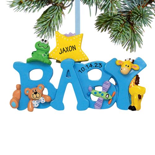 Personalized Baby Letters - Boy Christmas Ornament