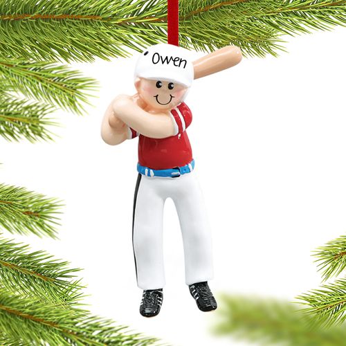 Personalized Baseball Player in Batting Helmet Christmas Ornament