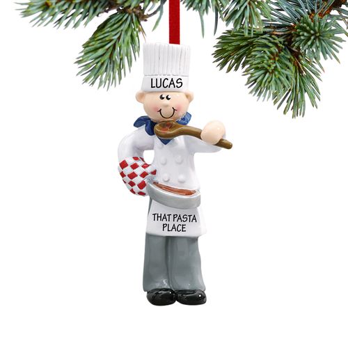 Personalized Male Chef with Tasting Spoon Christmas Ornament