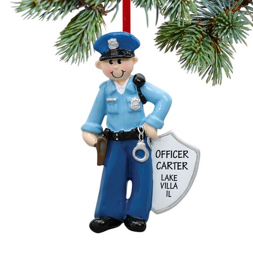 Personalized Policeman with Handcuffs Christmas Ornament