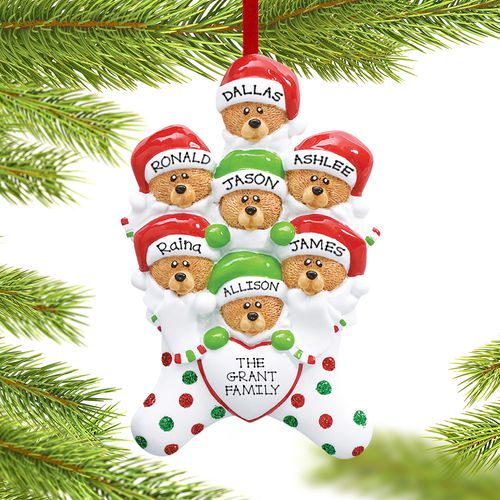Personalized Stocking Bears 7 Christmas Ornament