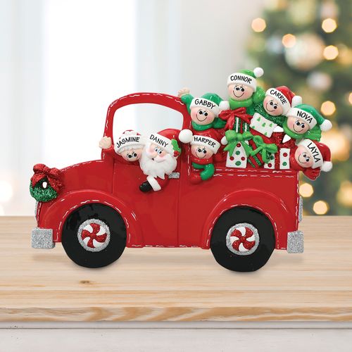 Personalized Santa's Truck 6 Children Tabletop Christmas Ornament