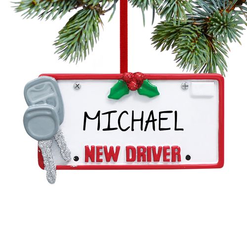 Personalized License Plate with Keys Christmas Ornament