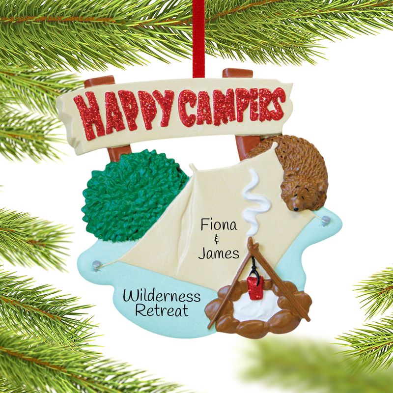 Personalized Happy Campers Christmas Ornament - Personalized Christmas Ornaments | Ornament Shop