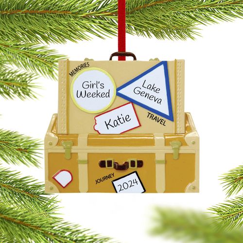 Personalized Travel Suitcase Christmas Ornament