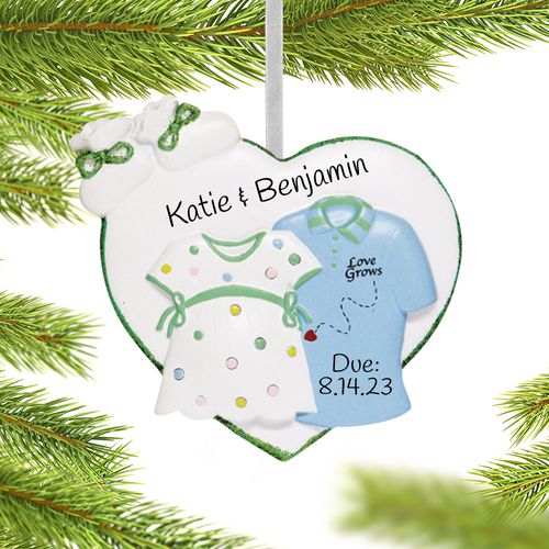 Personalized Expecting Couple Shirts Christmas Ornament