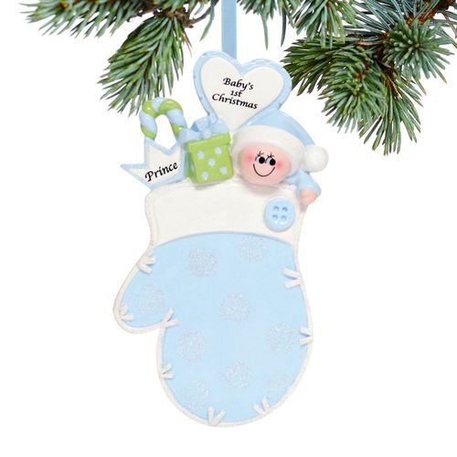 Mitten Baby Boy Christmas Ornament