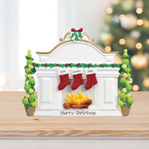 Personalized Mantel with 3 Stockings Tabletop Christmas Ornament