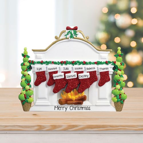 Personalized Mantel with 9 Stockings Tabletop Christmas Ornament