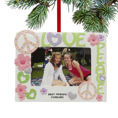 Personalized Love & Peace Picture Frame Christmas Ornament