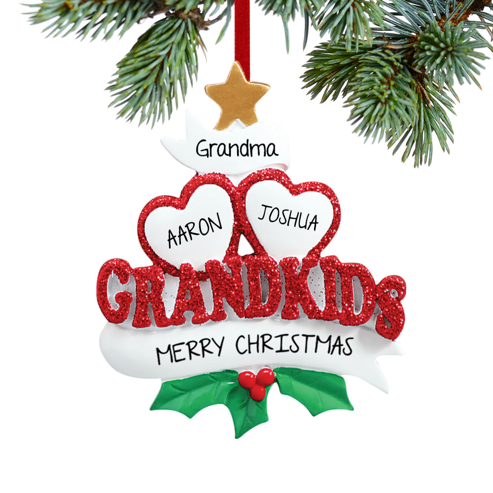 Personalized Grandkids Hearts 2 Christmas Ornament - Personalized Christmas Ornaments | Ornament ...