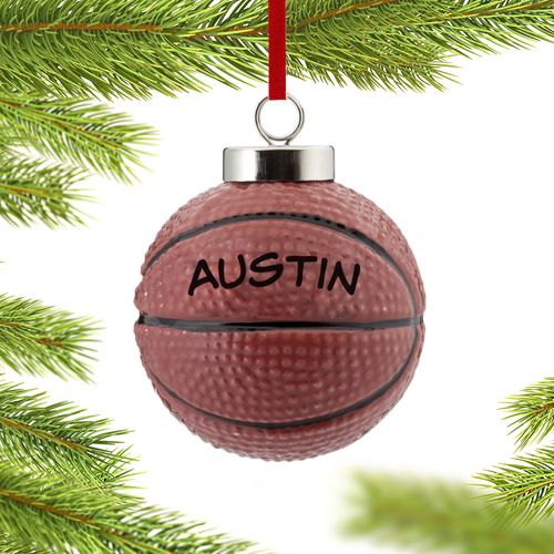 Personalized Ceramic Basketball Christmas Ornament