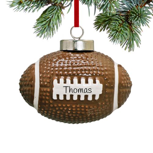 Personalized Ceramic Football Christmas Ornament