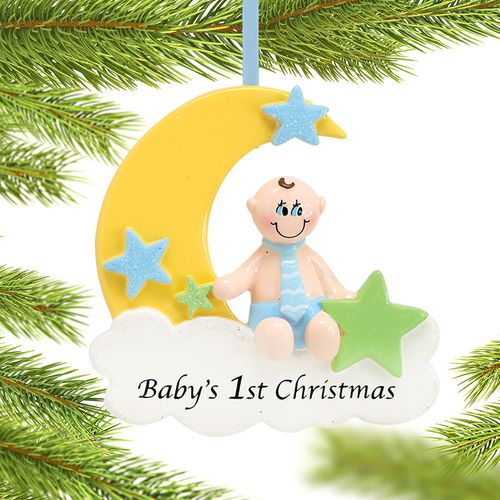 Baby's First Christmas Moon Boy Christmas Ornament