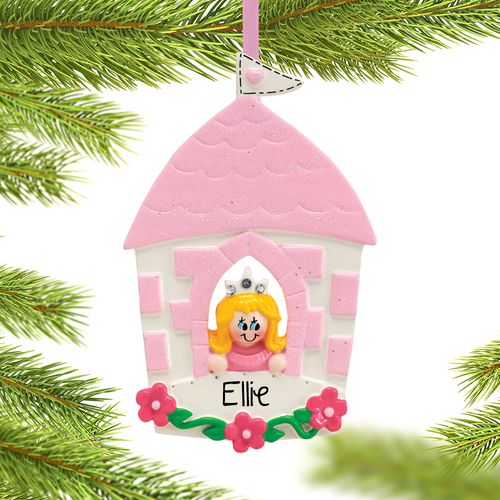 Personalized Princess in Castle Christmas Ornament