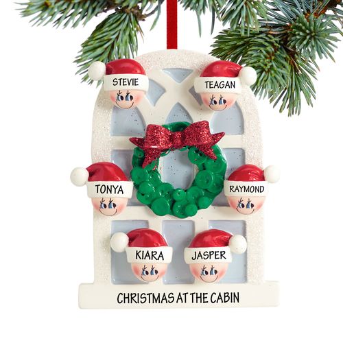 Personalized Christmas Window Family of 6 Christmas Ornament