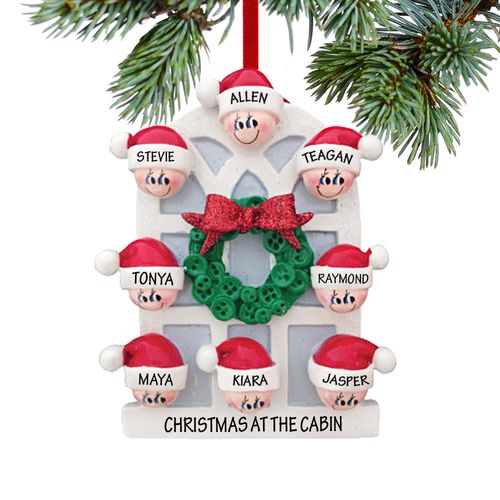 Personalized Christmas Window Family of 8 Christmas Ornament