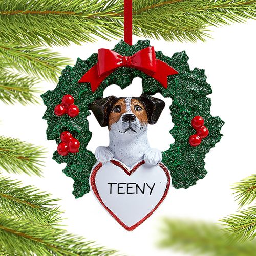 Personalized Jack Russell Dog with Wreath Christmas Ornament