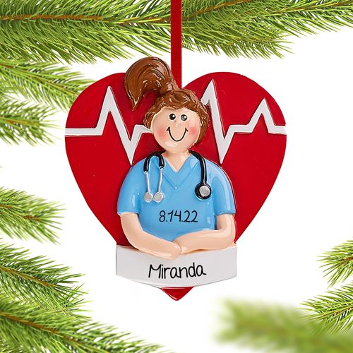 Personalized Nurse Girl Christmas Ornament