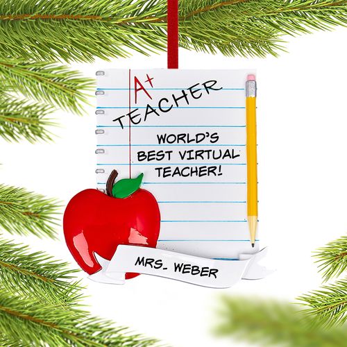 Personalized Teachers Notebook Christmas Ornament