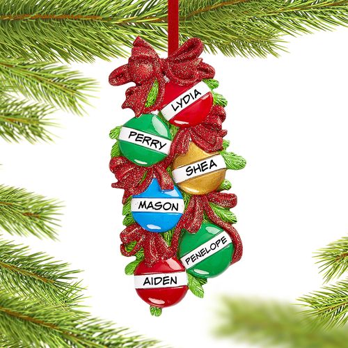 Personalized Christmas Ball Family of 6 Christmas Ornament