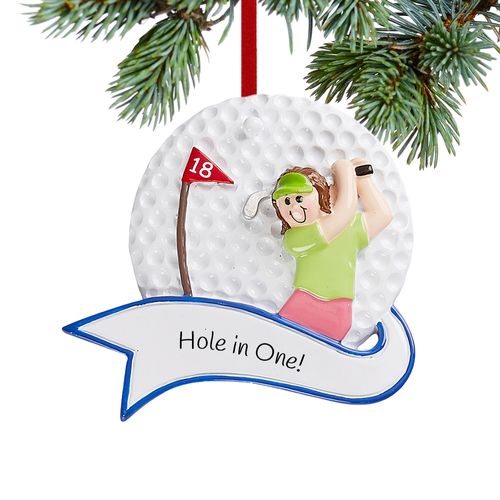 Personalized Golf Girl Christmas Ornament